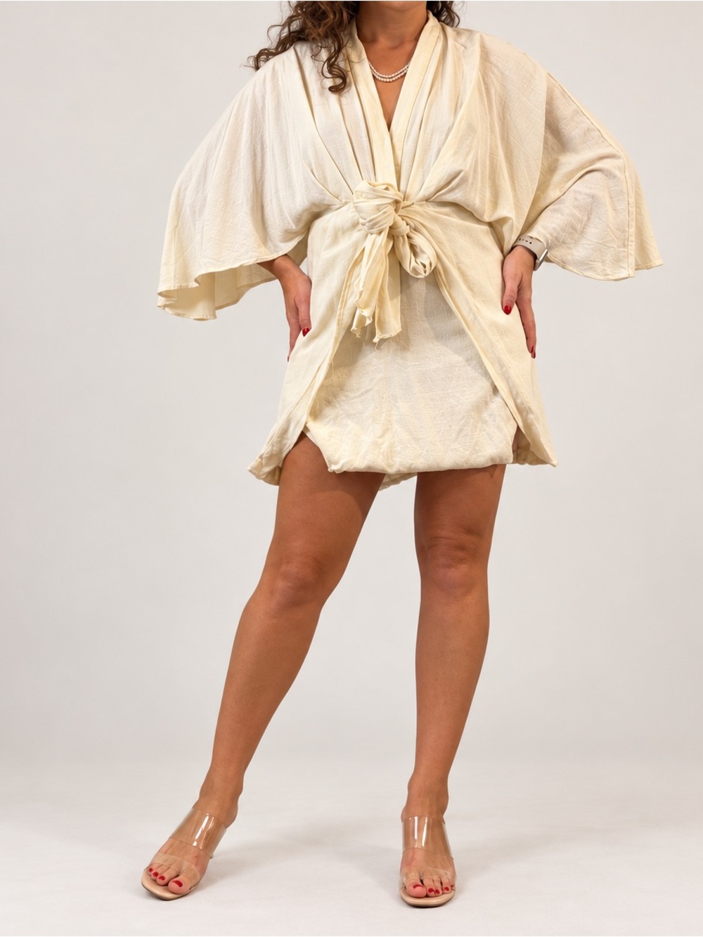 MABLE Cream Tie-Front Mini Dress - Women